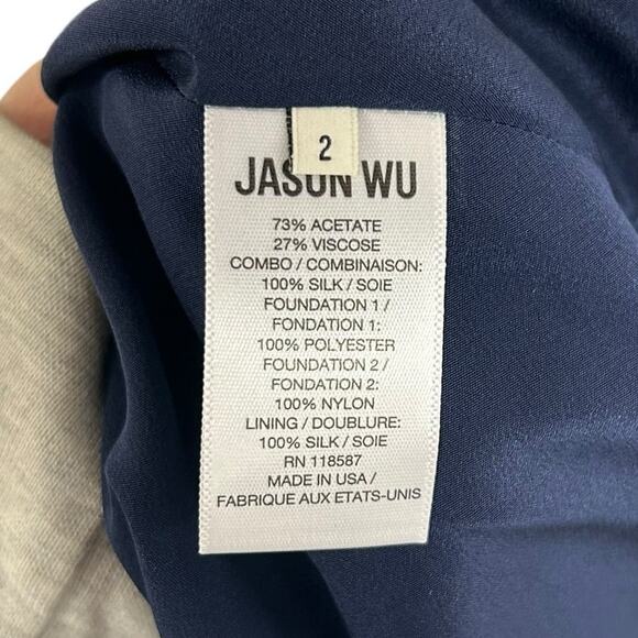 NWT $2,795 Jason Wu Collection Navy Satin Halter Maxi Cocktail Dress Womens 2 - Picture 9 of 10
